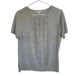 Banana Republic Women's Silver Acrylic/Nylon/Metallic Knit Lightweight Short Sle